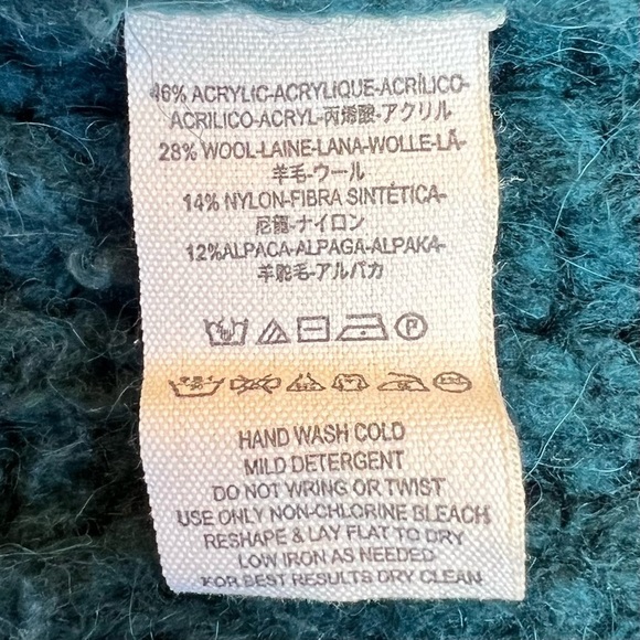 Free People Green Sweater Chunky Cable Knit Cropped Boho Cowl Neck Size XS Women - Picture 7 of 8